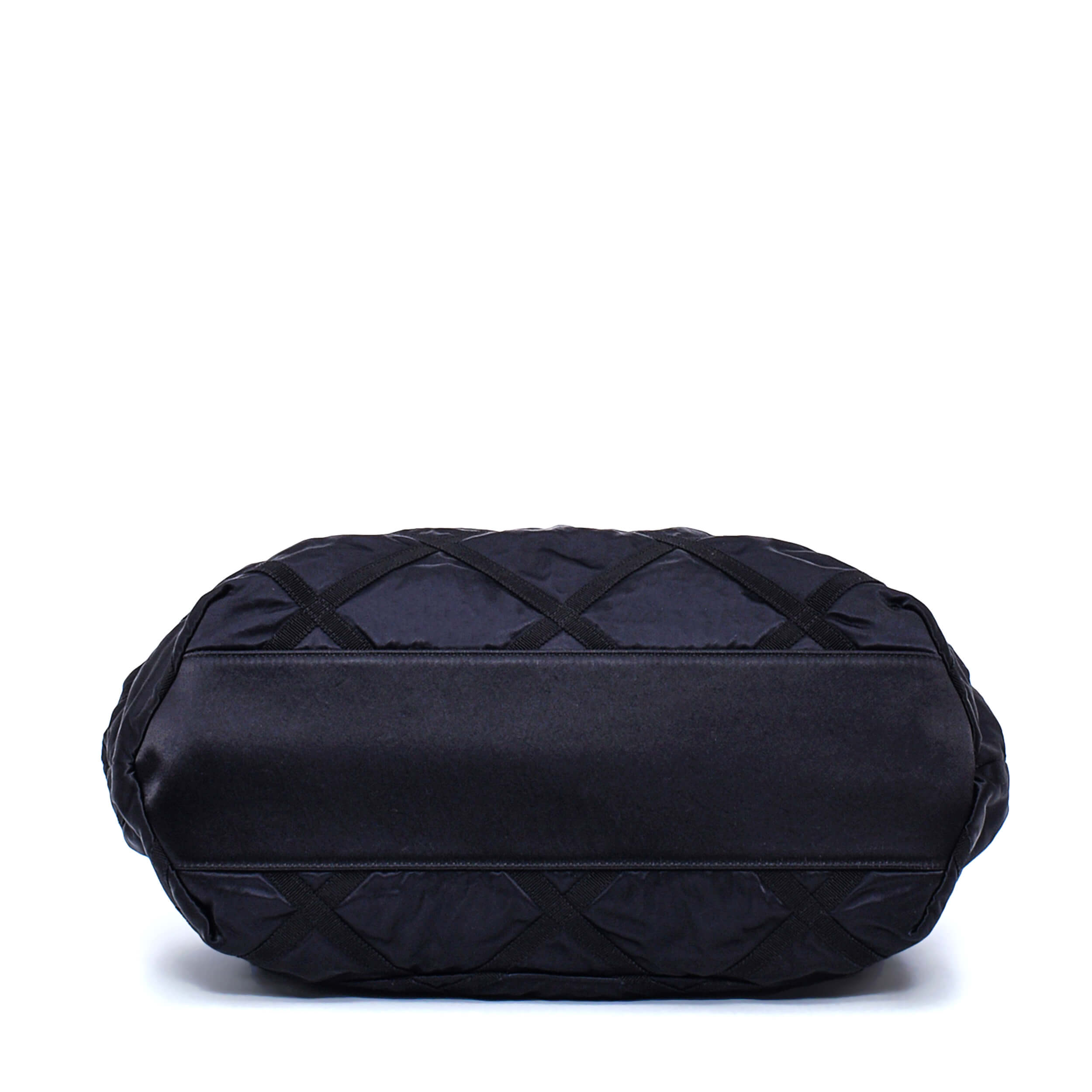 Chanel - Black Quilted Grosgrain Satin&Leather Maxi Shopping Bag